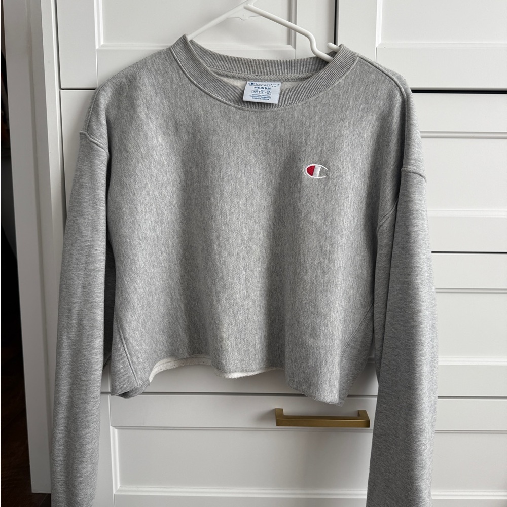 Champion Women's Heather Gray Cropped Hoodie